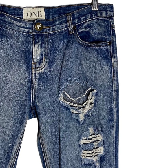 One by One Teaspoon Awesome Baggies Distressed Mid Rise Tapered Leg Jeans 29 - Picture 7 of 16